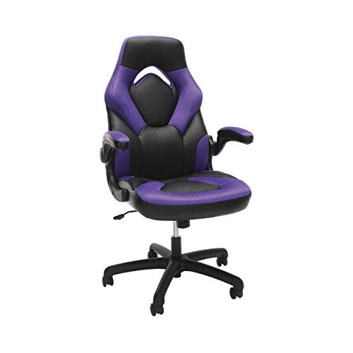 OFM Essentials Collection Racing Style Bonded Leather Gaming Chair, in Purple