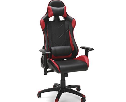 OFM Essentials Collection Racing Style Bonded Leather Gaming Chair, in Red