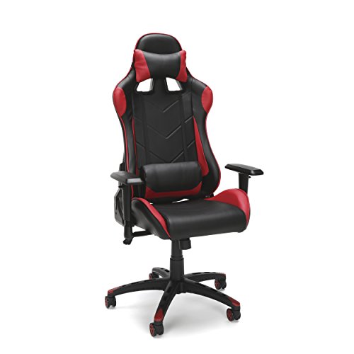 OFM Essentials Collection Racing Style Bonded Leather Gaming Chair, in Red