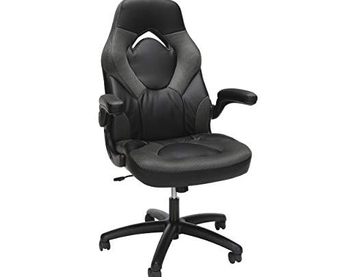OFM Essentials Collection Racing Style Bonded Leather Gaming Chair, in Gray