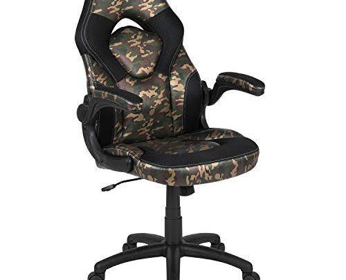 Flash Furniture X10 Gaming Chair Racing Office Ergonomic Computer PC Adjustable Swivel Chair with Flip-up Arms, Camouflage/Black LeatherSoft, BIFMA Certified