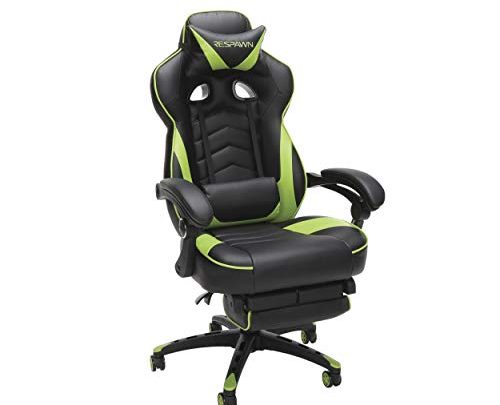 RESPAWN 110 Racing Style Gaming Chair, Reclining Ergonomic Leather Chair with Footrest, in Green
