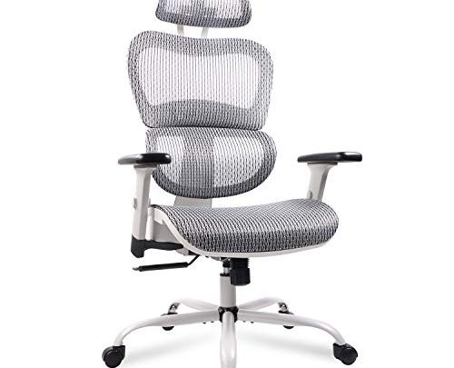 Mesh Office Chair, Ergonomic Desk Chair Technical Task Swivel Chair Executive High Back Chair Adjustable Home Chair – Grey
