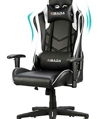 Hbada Gaming Chair Racing Style Ergonomic High Back Computer Chair with Height Adjustment, Headrest and Lumbar Support E-Sports Swivel Chair,