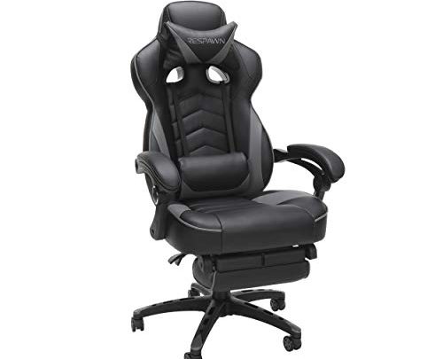 RESPAWN 110 Racing Style Gaming Chair, Reclining Ergonomic Leather Chair with Footrest, in Gray
