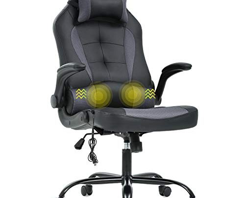 Gaming Chair Massage Office Chair Racing Desk Chair Ergonomic PC Executive High Back PU Leather Computer Chair with Lumbar Support Headrest Armrest Task Rolling Swivel Chair for Women Adults,