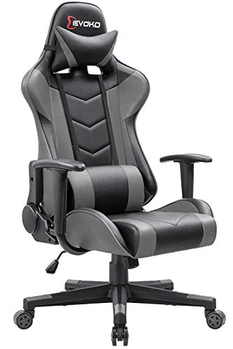 Devoko Ergonomic Gaming Chair Racing Style Adjustable Height High-Back PC Computer Chair with Headrest and Lumbar Support Executive Office Chair (Grey)
