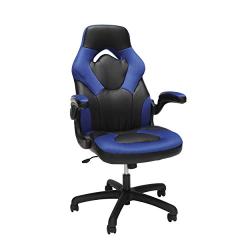 OFM Essentials Collection Racing Style Bonded Leather Gaming Chair, in Blue (ESS-3085-BLU)
