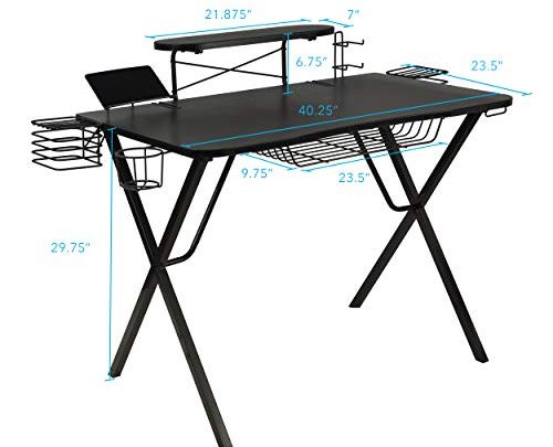 Atlantic Gaming Original Gaming-Desk Pro – Curved-Front, 10 Games, Controller, Headphone & Speaker Storage, 40.25″x23.5″ Curved Front Desktop, Enhanced Larger Design