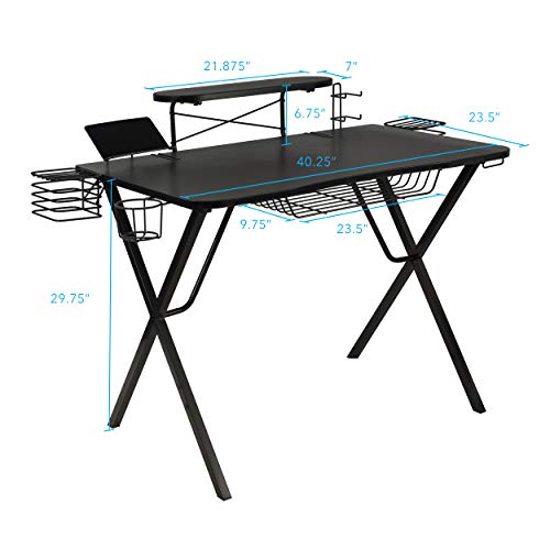 Atlantic Gaming Original Gaming-Desk Pro – Curved-Front, 10 Games, Controller, Headphone & Speaker Storage, 40.25″x23.5″ Curved Front Desktop, Enhanced Larger Design