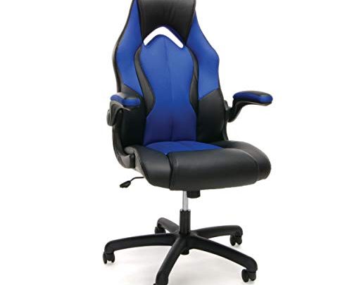 OFM Essentials Collection High-Back Racing Style Bonded Leather Gaming Chair, in Blue (ESS-3086-BLU)
