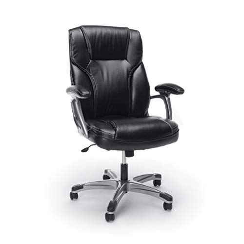 Essentials High-Back Leather Executive Office/Computer Chair with Arms – Ergonomic Swivel Chair (ESS-6030-BLK)
