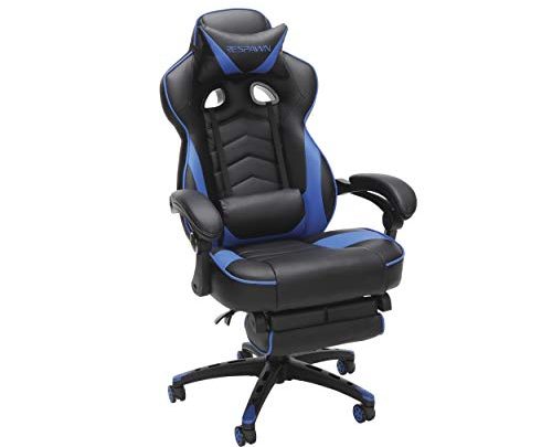 RESPAWN 110 Racing Style Gaming Chair, Reclining Ergonomic Leather Chair with Footrest, in Blue