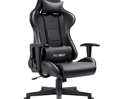 Furmax High-Back Gaming Office Chair Ergonomic Racing Style Adjustable Height Executive Computer Chair,PU Leather Swivel Desk Chair (Black)
