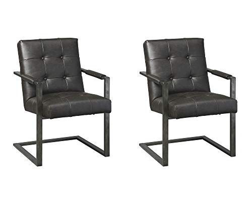 Ashley Furniture Signature Design – Starmore Home Office Desk Chair – Contemporary – Tufted Black Faux Leather