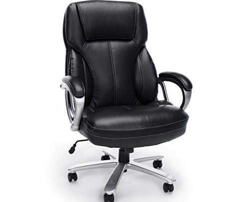 OFM Essentials Collection Big and Tall Leather Executive Office Chair with Arms, in Black