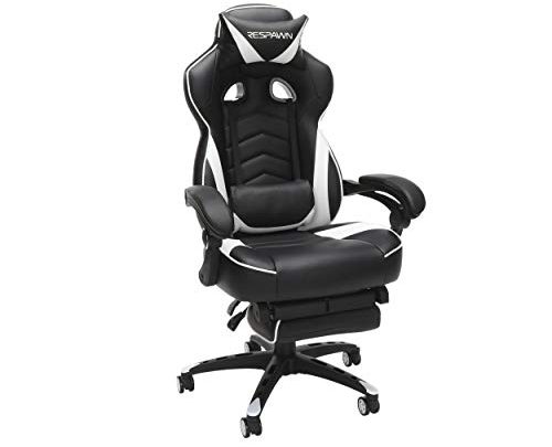 RESPAWN 110 Racing Style Gaming Chair, Reclining Ergonomic Leather Chair with Footrest, in White