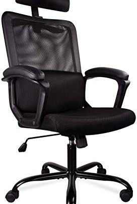 Smugdesk Office Chair, High Back Ergonomic Mesh Desk Office Chair with Padding Armrest and Adjustable Headrest Black