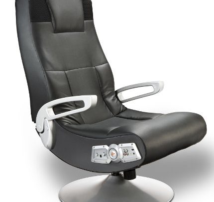 X Rocker SE 2.1 Black Leather Video Gaming Chair for Adult, Teen, and Kid Gamers with Pedestal Base, Armrest, and Headrest –