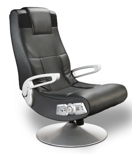 X Rocker SE 2.1 Black Leather Video Gaming Chair for Adult, Teen, and Kid Gamers with Pedestal Base, Armrest, and Headrest –
