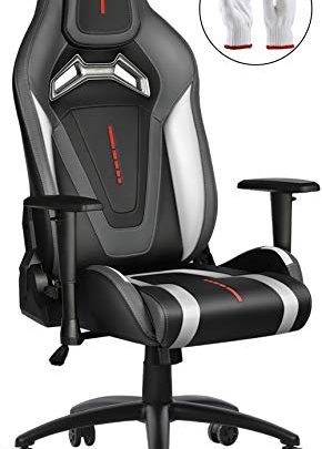 Furious Gaming Chair Racing Style Swivel Computer Gamer Chair with Fully Foam, Esports Video Game Chair, PU Leather Executive Office Chair with Lift Headrest and Lumbar Support White