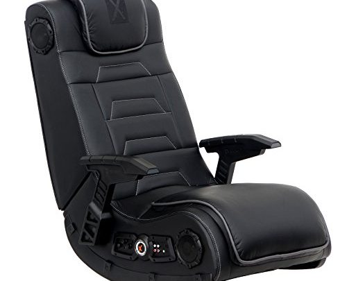 X Rocker Pro Series H3 Black Leather Vibrating Floor Video Gaming Chair with Headrest for Adult, Teen, and Kid Gamers –