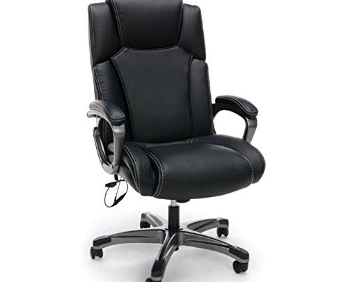 OFM Essentials Collection Heated Shiatsu Massage Bonded Leather Executive Chair, in Black