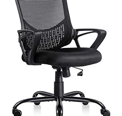 Ergonomic Office Desk Chair Adjustable Mesh Swivel Home Task Chairs with Padded Seat and Armrest Black