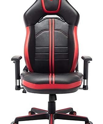 Furious Gaming Chair Racing Style High-Back PU Leather Office Chair Computer Game Gamer Chairs Executive Ergonomic Style Swivel Chair with Headrest Lumbar Support Red