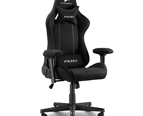 Atelerix Ventris Noir Gaming Chair – Use as Desk, Office or Computer Chair – Tilting Mechanism and Ergonomic Adjustable Swivel Game Chair w/ 4D Armrests &