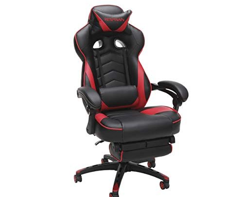 RESPAWN 110 Racing Style Gaming Chair, Reclining Ergonomic Leather Chair with Footrest, in Red