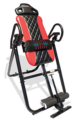 Health Gear HGI 4.2 Patent Pending Diamond Edition Heat & Vibration Massage Inversion Table, Red, Red