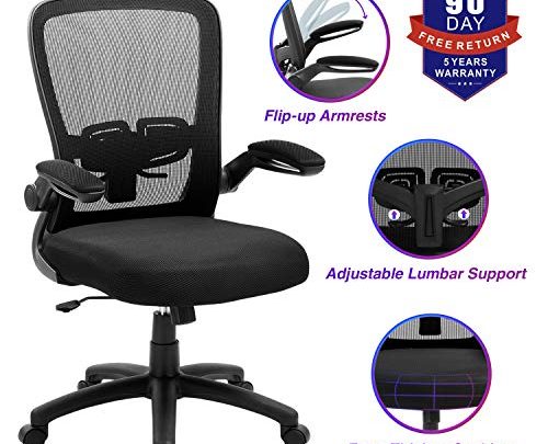 Office Chair, ZLHECTO Ergonomic Desk Chair with Adjustable Height and Lumbar Support, High Back Mesh Computer Chair with Flip up Armrests for Conference Room –