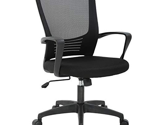 Office Chair Ergonomic Desk Chair Swivel Rolling Computer Chair Executive Lumbar Support Task Mesh Chair Metal Base for Home&Office, Black