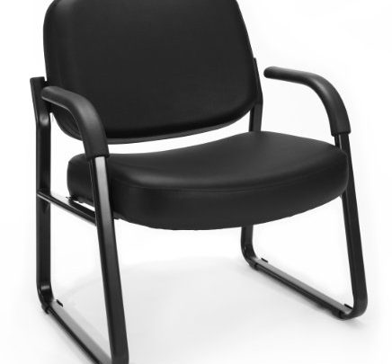 OFM Core Collection Big and Tall Guest and Reception Chair with Arms, Anti-Microbial/Anti-Bacterial Vinyl, in Black (407-VAM-606)