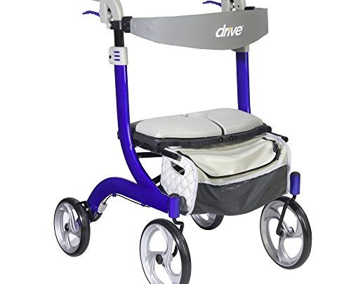 Drive Medical Nitro DLX Euro Style Walker Rollator, Sleek Blue