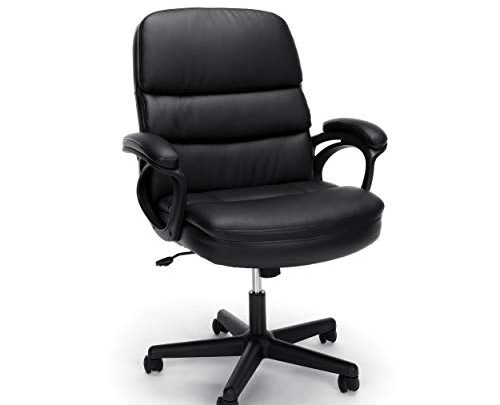 OFM Essentials Collection Bonded Leather Executive Chair with Arms, in Black (ESS-6025)