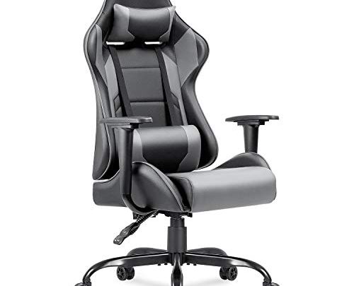 Homall Gaming Chair Racing Office Chair Computer Desk Game Chair, PU Leather Adjustable Swivel Chair Managerial Executive Chair (Gray)