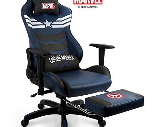 Marvel Avengers Gaming Chair Desk Office Computer Racing Chairs – Recliner Adults Gamer Ergonomic Game Footrest Reclining High Back Support Racer Leather Rocker Foot Rest