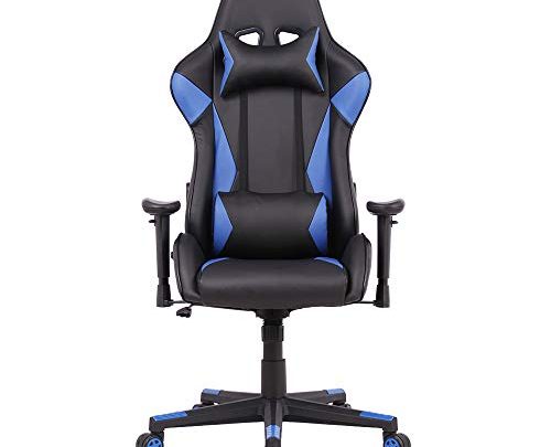 Gaming Chair Racing Computer Desk Office Chair High Back Game Chair Seat Height Armrest Adjustable Swivel Ergonomic Task Chair with Headrest and Lumbar Support,Blue