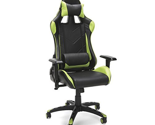 OFM Essentials Collection Racing Style Bonded Leather Gaming Chair, in Green