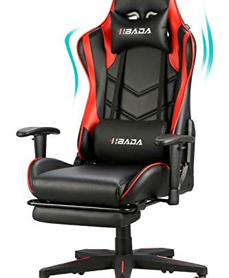 Hbada Gaming Chair Racing Style Ergonomic High Back Computer Chair with Height Adjustment, Headrest and Lumbar Support E-Sports Swivel Chair with Footrest,