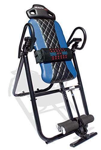 Health Gear HGI 4.2 Patent Pending Diamond Edition Heat & Vibration Massage Inversion Table, Blue, Blue
