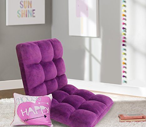 Chic Home RC64-26PL-N1-WT Lounge Adjustable Recliner Rocker Memory Foam Armless Floor Gaming Ergonomic Chair, Purple