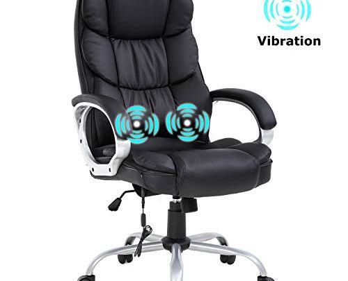 Home Office Chair Massage Desk Chair Ergonomic Computer Chair with Lumbar Support Headrest Armrest High Back Task Chair Rolling Swivel PU Leather Executive Chair for Women Adults,