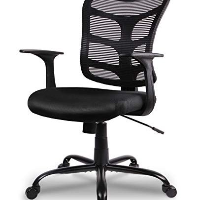 Smugdesk 0581F Ergonomic Office Mesh Computer Desk Swivel Task Chair with Armrests and Lumbar Support, Black