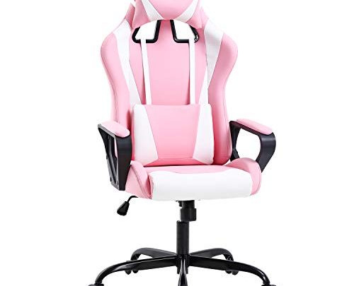 Gaming Chair Office Chair Desk Chair Ergonomic Executive Swivel Rolling Computer Chair with Lumbar Support, Pink