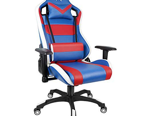 PC Gaming Chair High Back Racing Chair with Adjustable Armrest Blue Red USA Game Chair with Lumbar Support for Men and Women