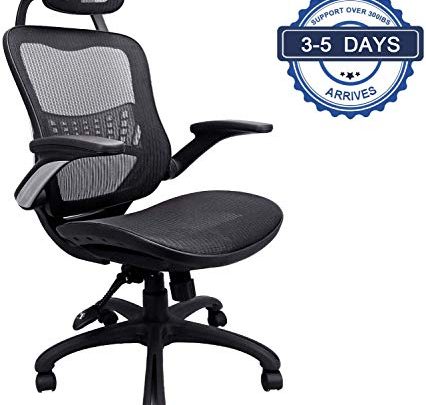 Komene Ergonomic Office Desk Chair – Breathable High Back Mesh Office Chair – Hold Up 300IBS – BIFMA/SGS Tested, with Adjustable Headrest/Backrest/Armrests/Seat –