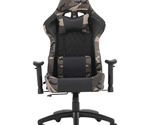 YJCFurniture Gaming Chair Racing Office Computer Game Chair Ergonomic Backrest and Seat Height Adjustment Recliner Swivel Rocker with Headrest and Lumbar Pillow Chair,